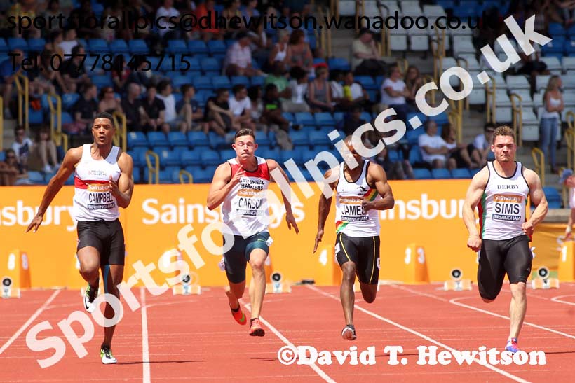 Mens 100 metres, Sainsbury's British Champs, Alexander Stadium, Birmingham. Photo: David T. Hewitson/Sprts for All Pics